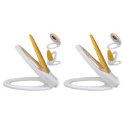 Vidaxl toiletbrillen met soft-close deksels 2 st kunststof wit en geel - afbeelding 1