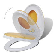 Vidaxl toiletbrillen met soft-close deksels 2 st kunststof wit en geel - afbeelding 2
