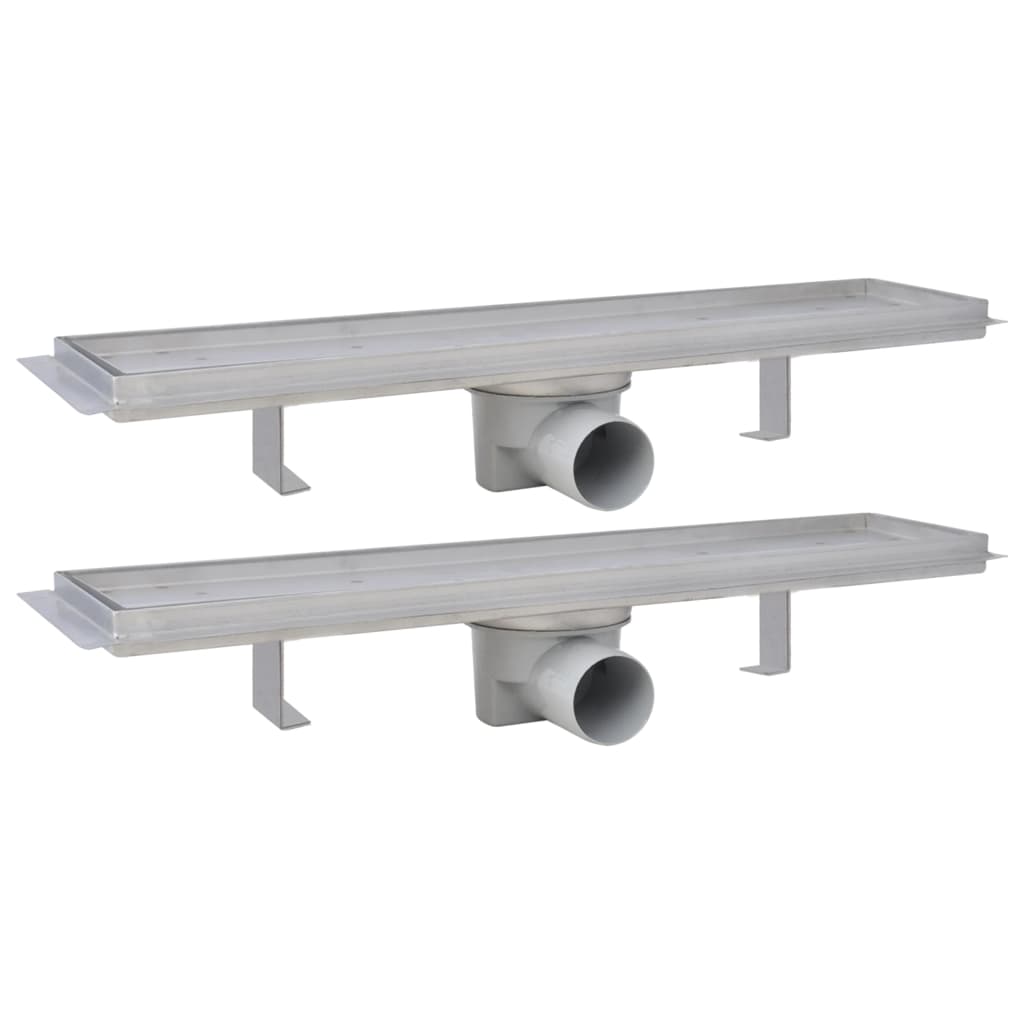 Vidaxl doucheafvoer 2 st rechthoekig 530x140 mm roestvrij staal