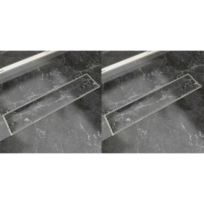 Vidaxl doucheafvoer 2 st rechthoekig 530x140 mm roestvrij staal
