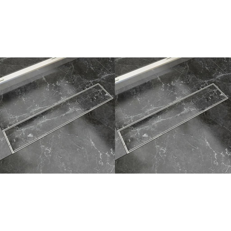 Vidaxl doucheafvoer 2 st rechthoekig 530x140 mm roestvrij staal
