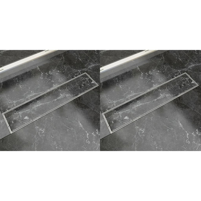 Vidaxl doucheafvoer 2 st rechthoekig 530x140 mm roestvrij staal