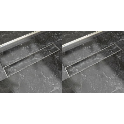 VidaXL Doucheafvoer 2 st rechthoekig 630x140 mm roestvrij staal