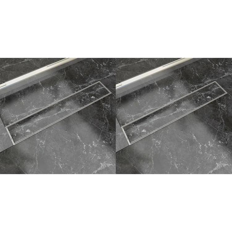 VidaXL Doucheafvoer 2 st rechthoekig 630x140 mm roestvrij staal