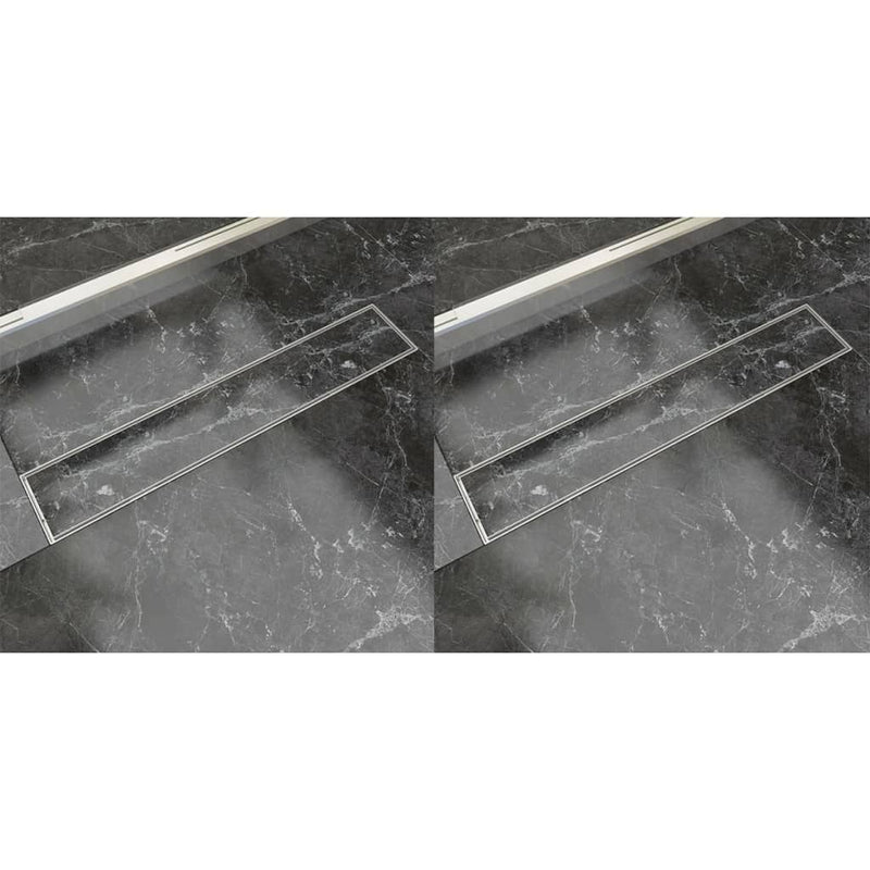 VidaXL Doucheafvoer 2 st rechthoekig 630x140 mm roestvrij staal