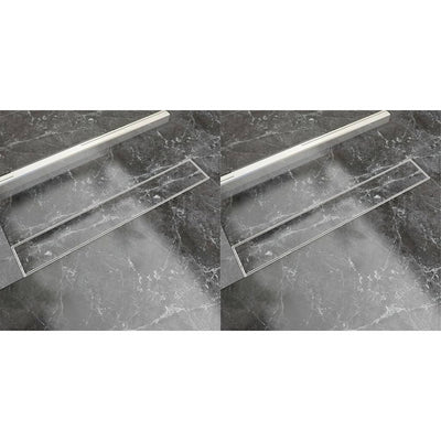 VidaXL Doucheafvoer 2 st rechthoekig 730x140 mm roestvrij staal