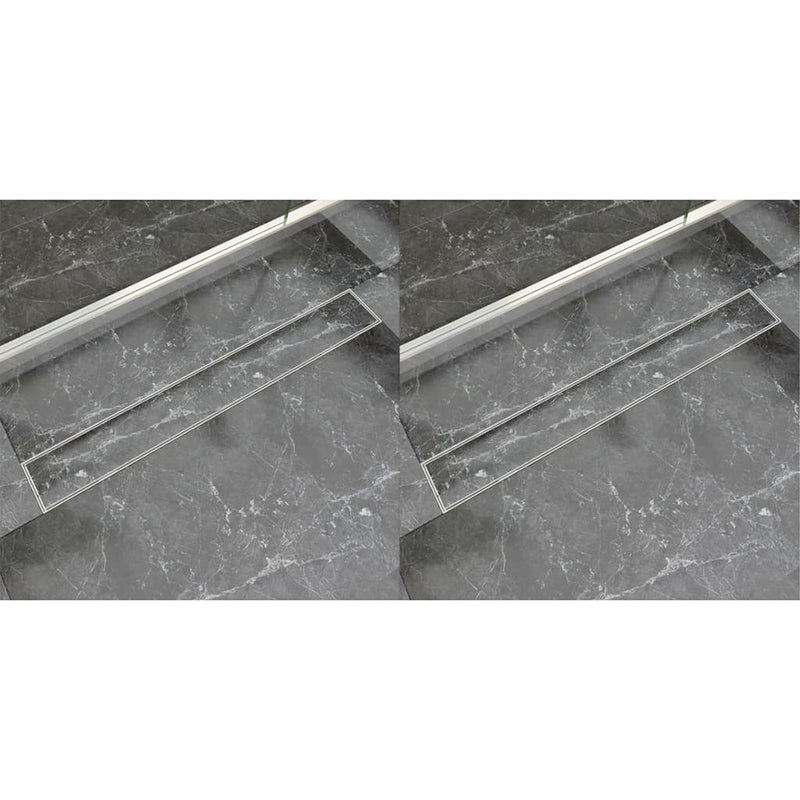 VidaXL Doucheafvoer 2 st rechthoekig 830x140 mm roestvrij staal