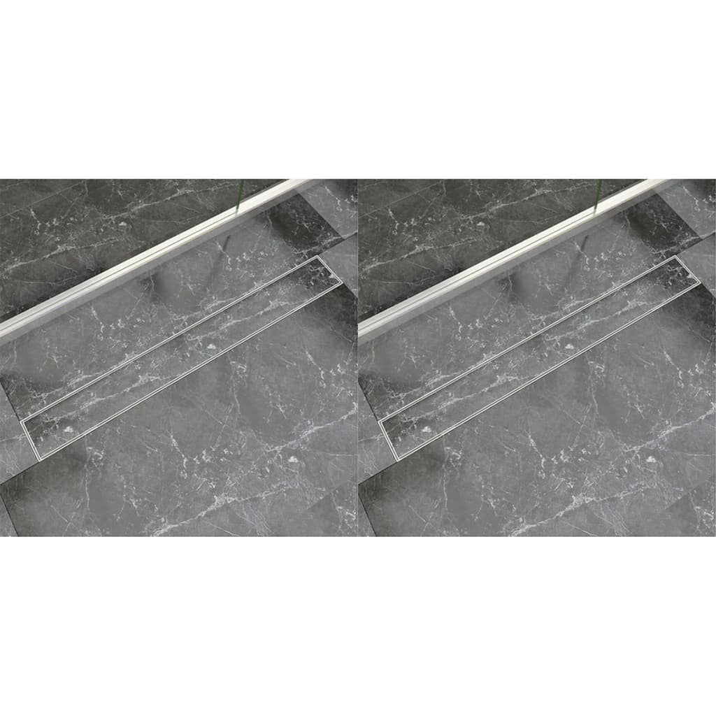 VidaXL Doucheafvoer 2 st rechthoekig 930x140 mm roestvrij staal
