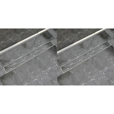 VidaXL Doucheafvoer 2 st rechthoekig 930x140 mm roestvrij staal