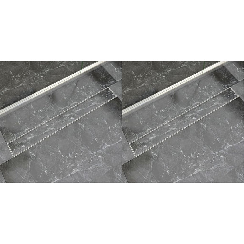 VidaXL Doucheafvoer 2 st rechthoekig 930x140 mm roestvrij staal