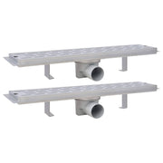 VidaXL Doucheafvoer 2 st rechthoekig lijn 530x140 mm roestvrij staal - afbeelding 2