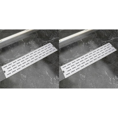 VidaXL Doucheafvoer 2 st rechthoekig lijn 530x140 mm roestvrij staal