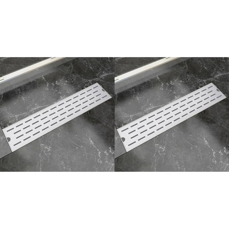 VidaXL Doucheafvoer 2 st rechthoekig lijn 530x140 mm roestvrij staal