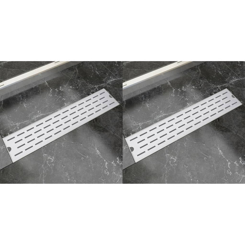 VidaXL Doucheafvoer 2 st rechthoekig lijn 530x140 mm roestvrij staal