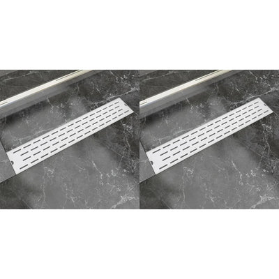 VidaXL Doucheafvoer 2 st rechthoekig lijn 630x140 mm roestvrij staal