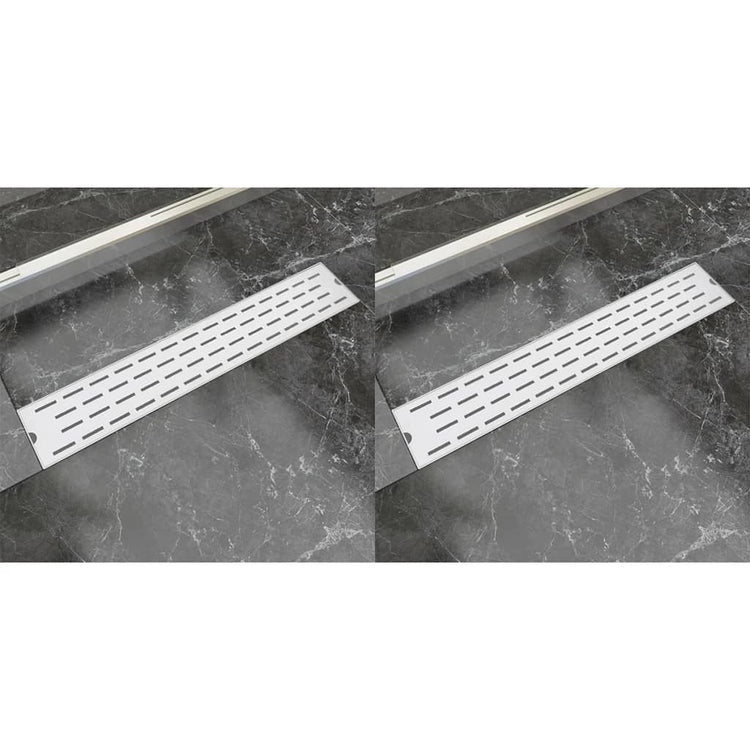 VidaXL Doucheafvoer 2 st rechthoekig lijn 630x140 mm roestvrij staal