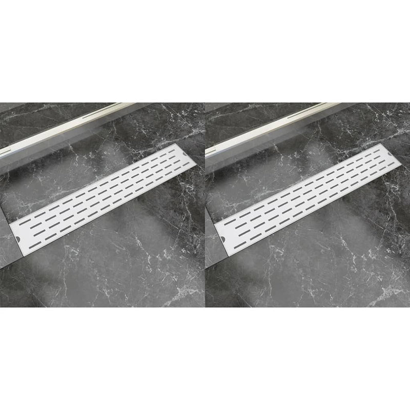 VidaXL Doucheafvoer 2 st rechthoekig lijn 630x140 mm roestvrij staal