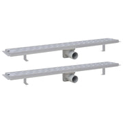 VidaXL Doucheafvoer 2 st rechthoekig lijn 830x140 mm roestvrij staal - afbeelding 2