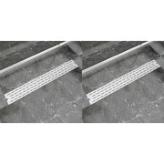 VidaXL Doucheafvoer 2 st rechthoekig lijn 830x140 mm roestvrij staal - afbeelding 1