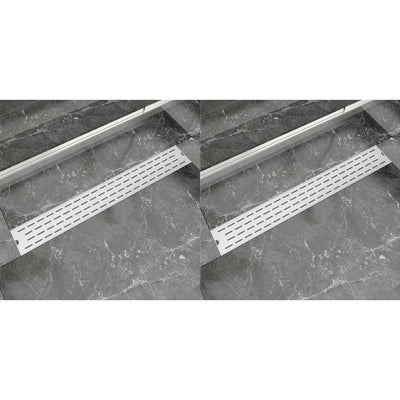 VidaXL Doucheafvoer 2 st rechthoekig lijn 830x140 mm roestvrij staal