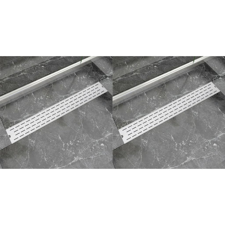VidaXL Doucheafvoer 2 st rechthoekig lijn 830x140 mm roestvrij staal