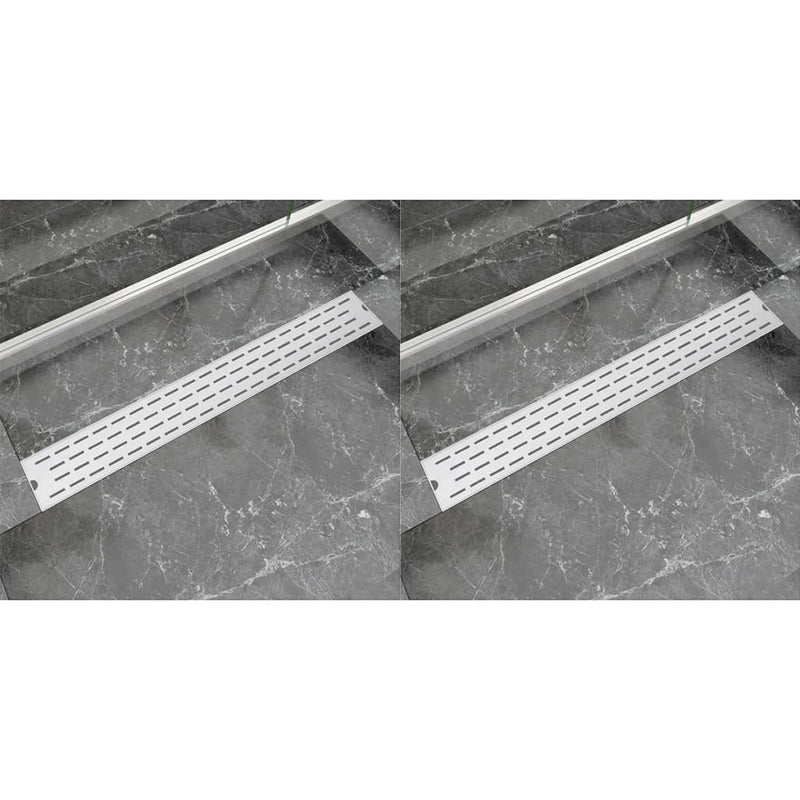 VidaXL Doucheafvoer 2 st rechthoekig lijn 830x140 mm roestvrij staal