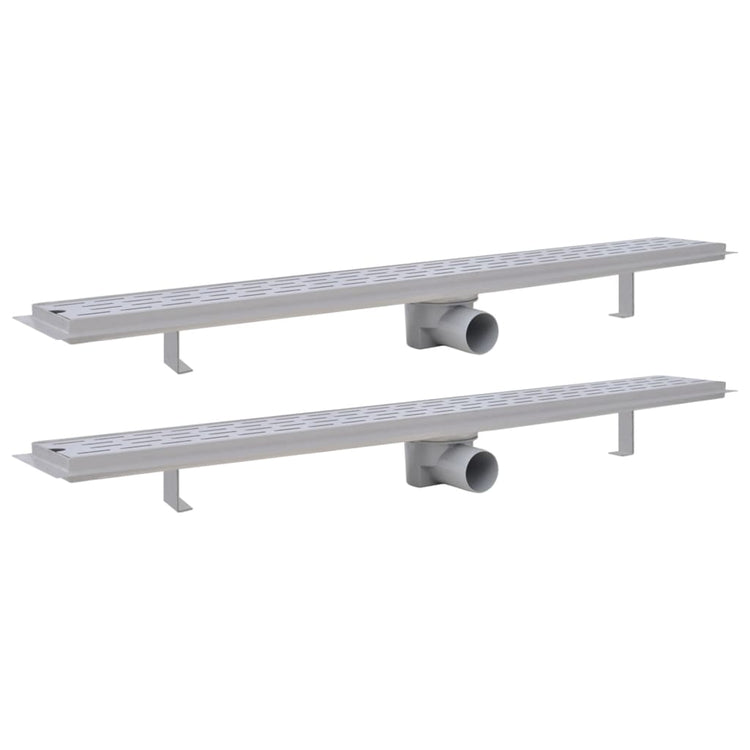 VidaXL Doucheafvoer 2 st rechthoekig lijn 930x140 mm roestvrij staal