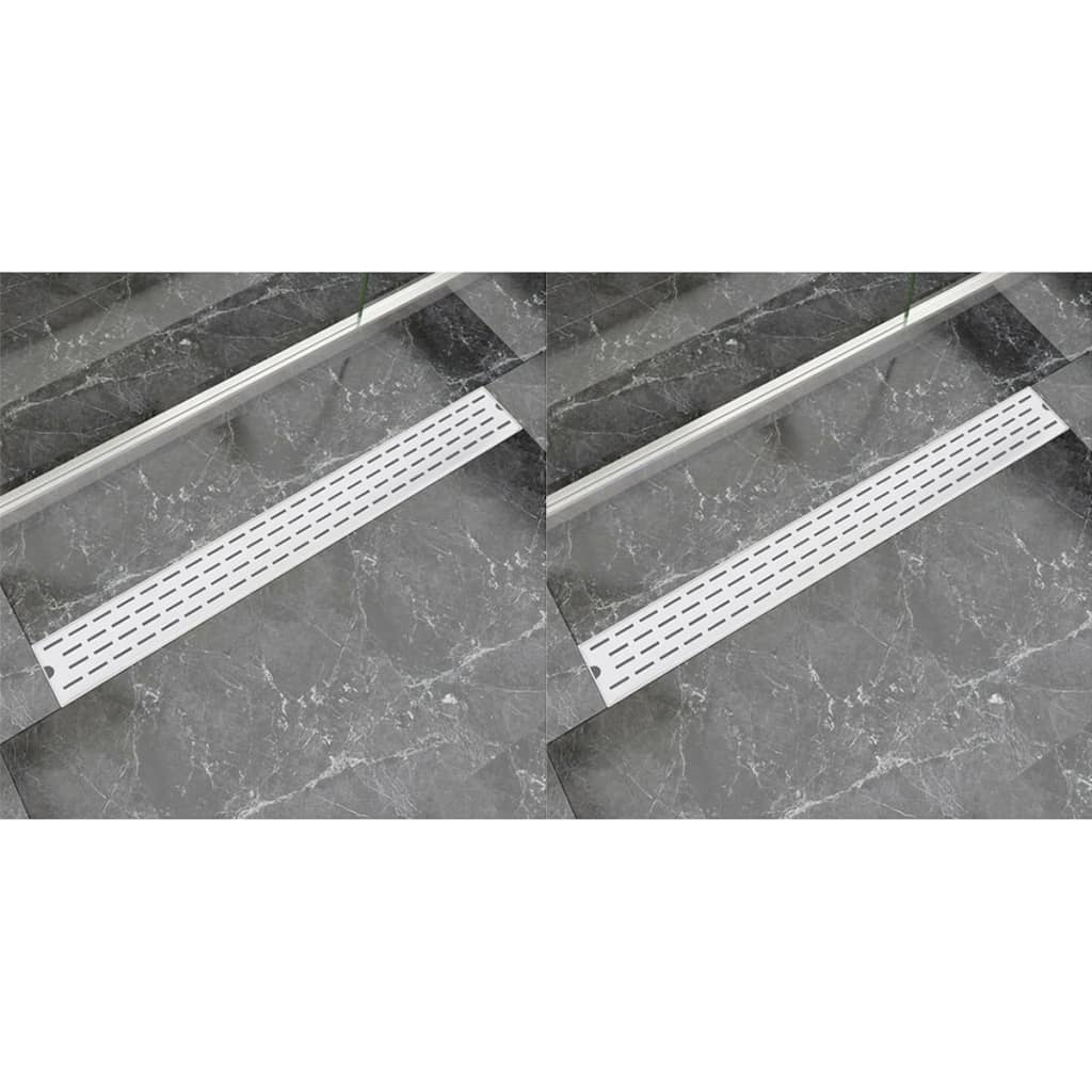 VidaXL Doucheafvoer 2 st rechthoekig lijn 930x140 mm roestvrij staal