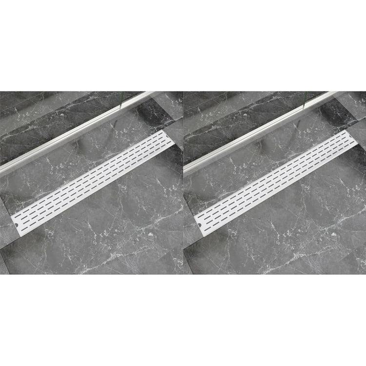 VidaXL Doucheafvoer 2 st rechthoekig lijn 930x140 mm roestvrij staal