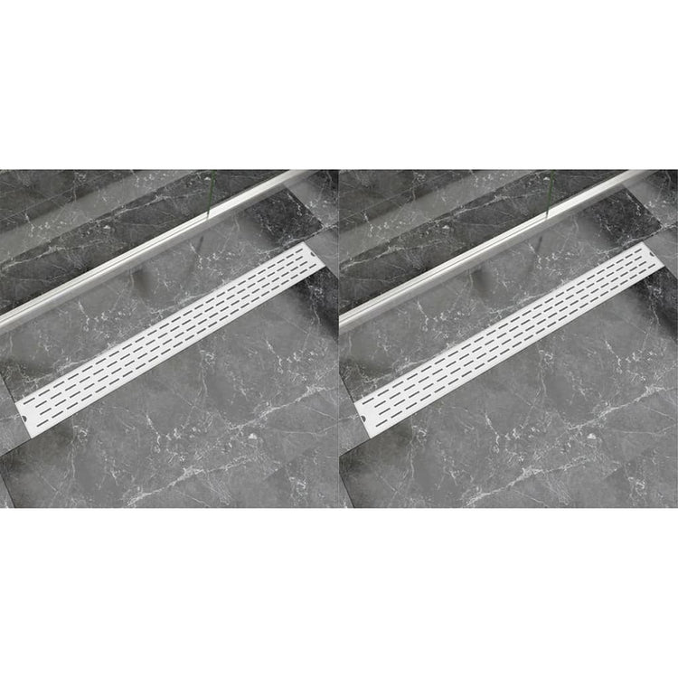 VidaXL Doucheafvoer 2 st rechthoekig lijn 1030x140 mm roestvrij staal