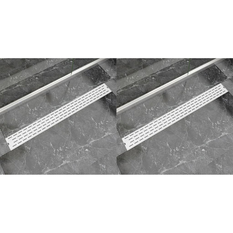 VidaXL Doucheafvoer 2 st rechthoekig lijn 1030x140 mm roestvrij staal