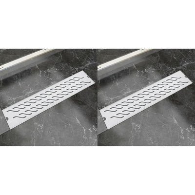 VidaXL Doucheafvoer 2 st rechthoekig golvend 530x140 mm roestvrij staal
