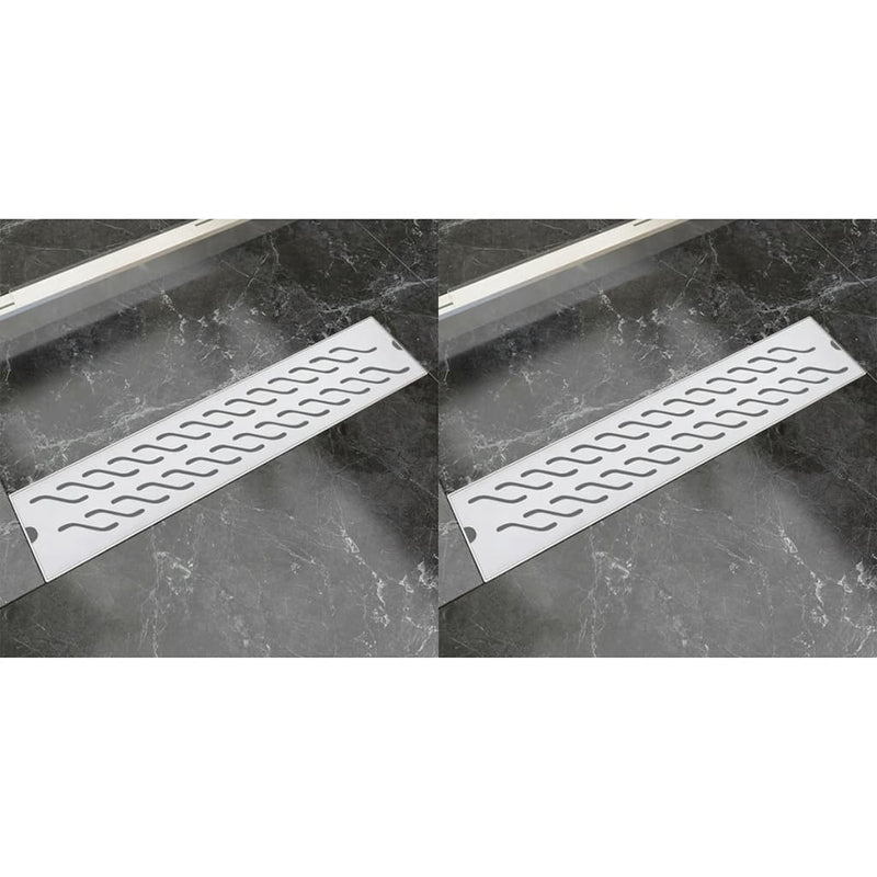 VidaXL Doucheafvoer 2 st rechthoekig golvend 530x140 mm roestvrij staal