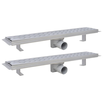 VidaXL Doucheafvoer 2 st rechthoekig golvend 630x140 mm roestvrij staal