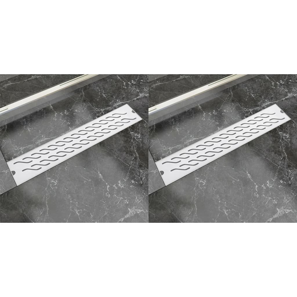 VidaXL Doucheafvoer 2 st rechthoekig golvend 630x140 mm roestvrij staal