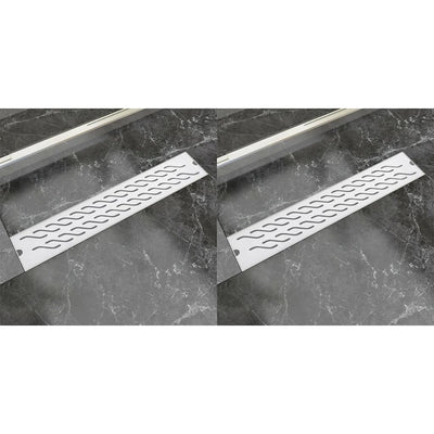 VidaXL Doucheafvoer 2 st rechthoekig golvend 630x140 mm roestvrij staal