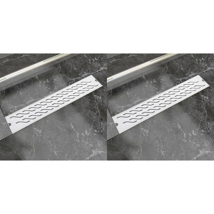 VidaXL Doucheafvoer 2 st rechthoekig golvend 630x140 mm roestvrij staal