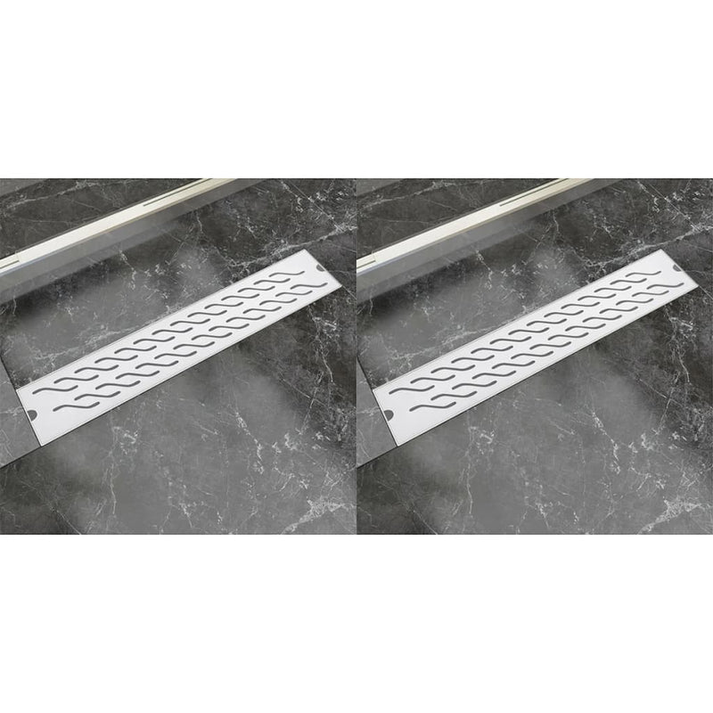 VidaXL Doucheafvoer 2 st rechthoekig golvend 630x140 mm roestvrij staal