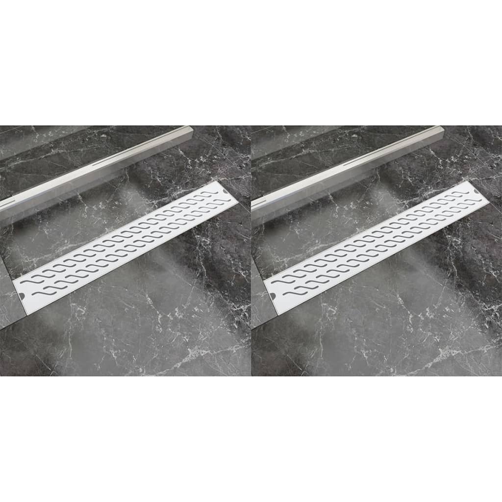 VidaXL Doucheafvoer 2 st rechthoekig golf 730x140 mm roestvrij staal