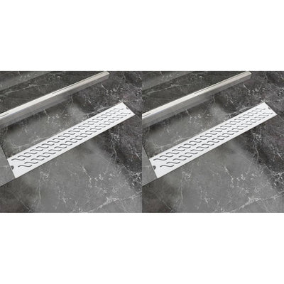 VidaXL Doucheafvoer 2 st rechthoekig golf 730x140 mm roestvrij staal