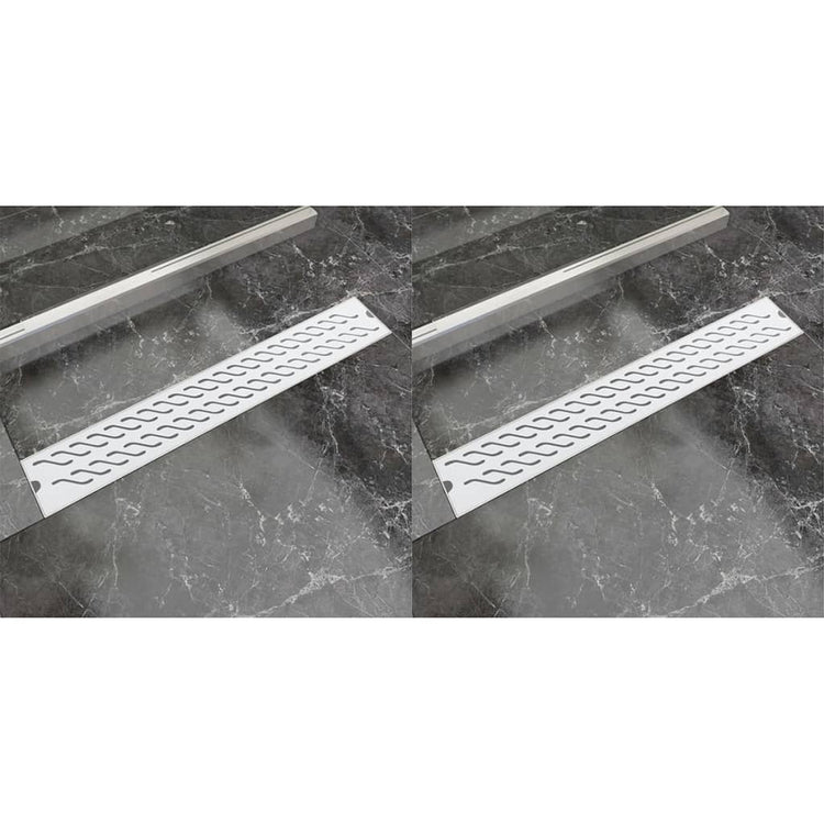VidaXL Doucheafvoer 2 st rechthoekig golf 730x140 mm roestvrij staal