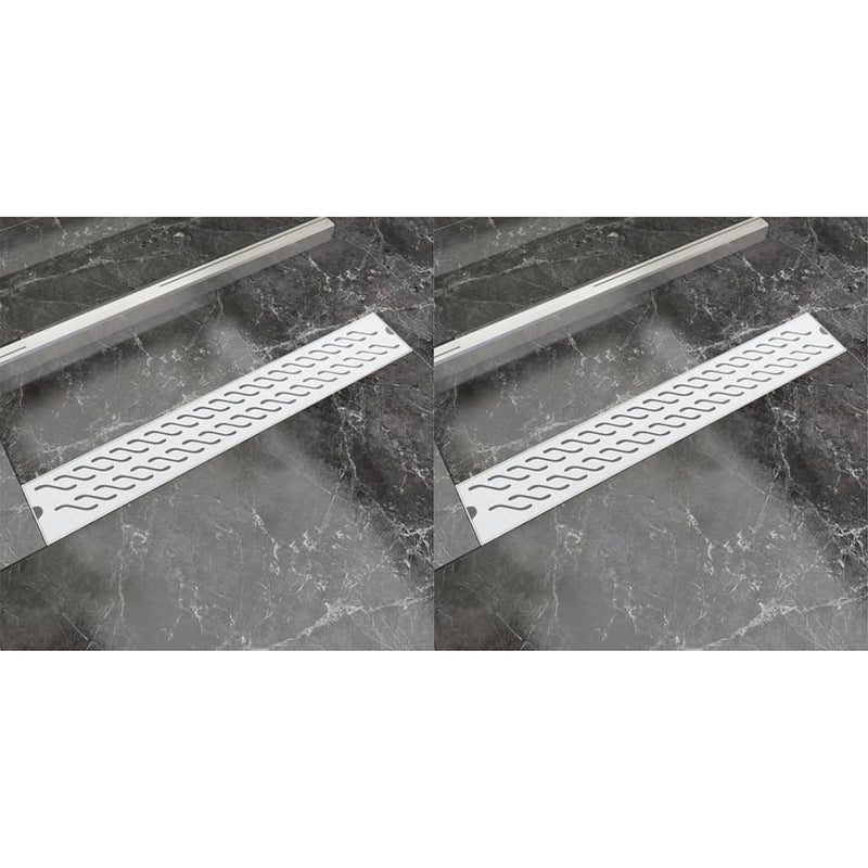 VidaXL Doucheafvoer 2 st rechthoekig golf 730x140 mm roestvrij staal