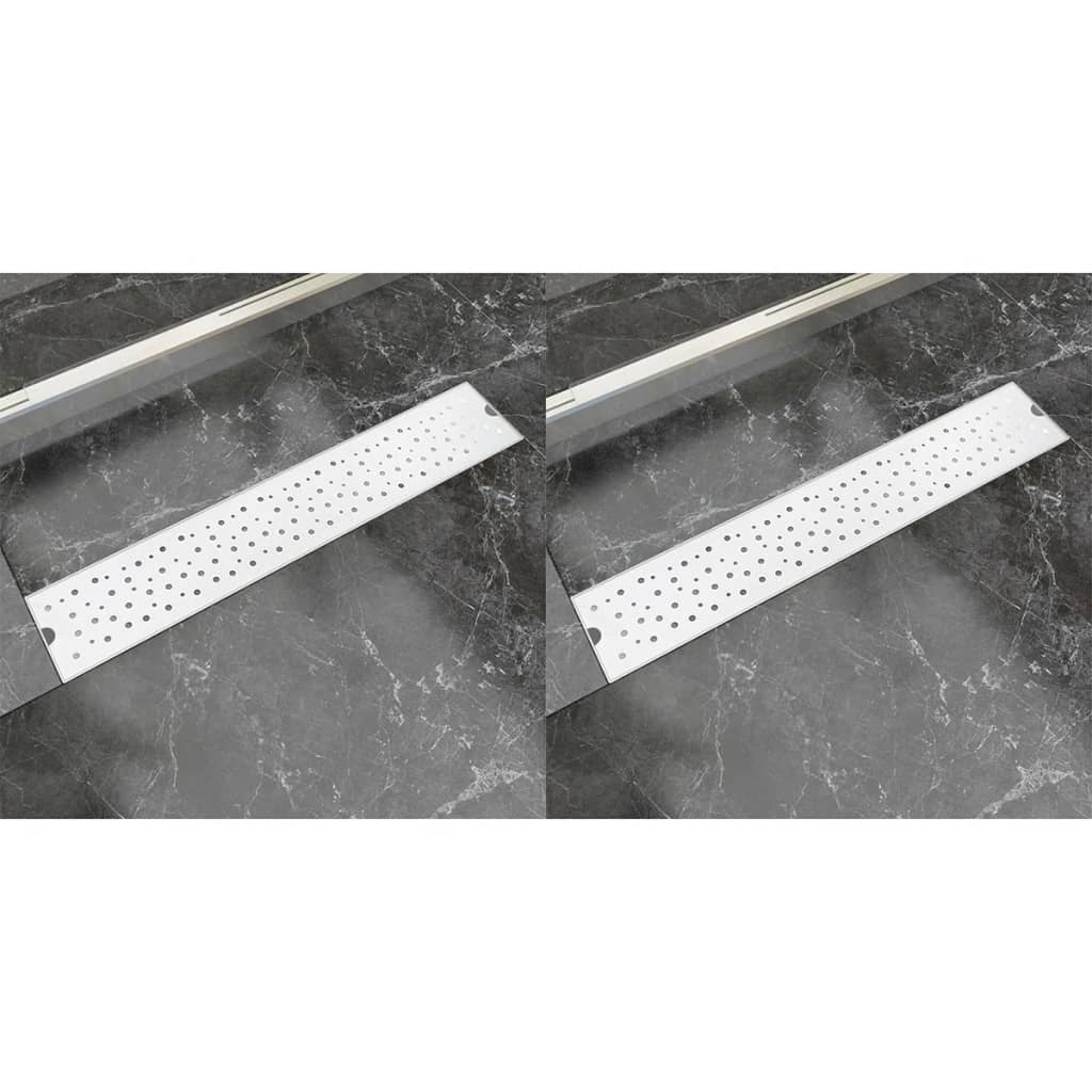 VidaXL Doucheafvoer 2 st rechthoekig bubbel 630x140 mm roestvrij staal