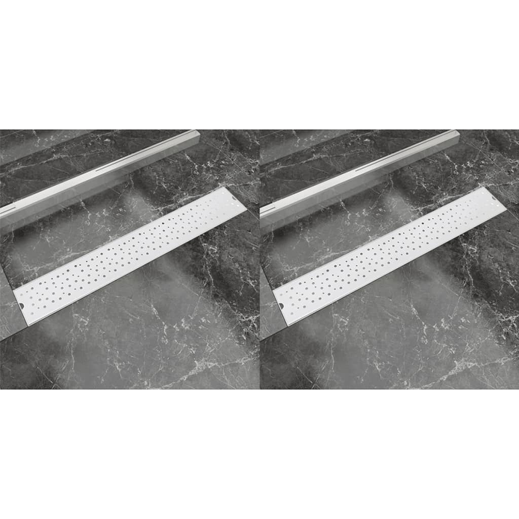 VidaXL Doucheafvoer 2 st rechthoekig bubbel 730x140 mm roestvrij staal