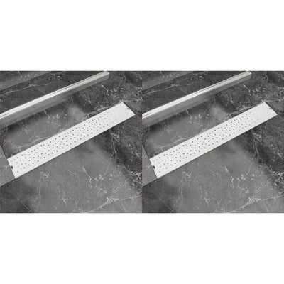 VidaXL Doucheafvoer 2 st rechthoekig bubbel 730x140 mm roestvrij staal