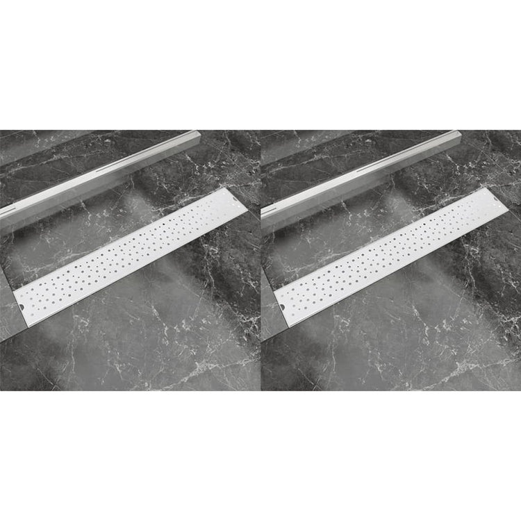 VidaXL Doucheafvoer 2 st rechthoekig bubbel 730x140 mm roestvrij staal