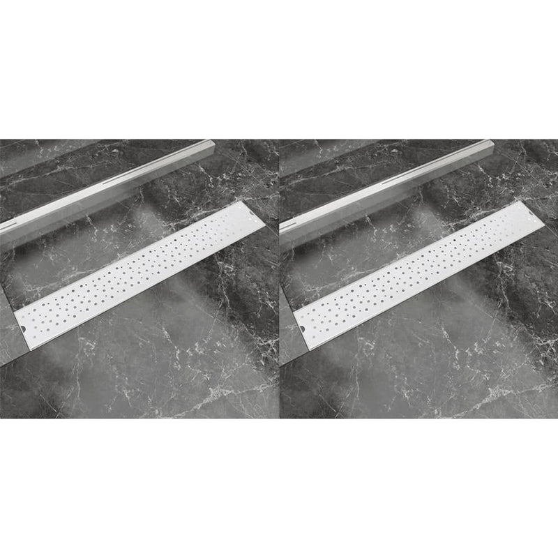 VidaXL Doucheafvoer 2 st rechthoekig bubbel 730x140 mm roestvrij staal