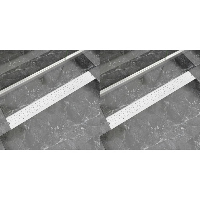 VidaXL Doucheafvoer 2 st rechthoekig bubbel 930x140 mm roestvrij staal