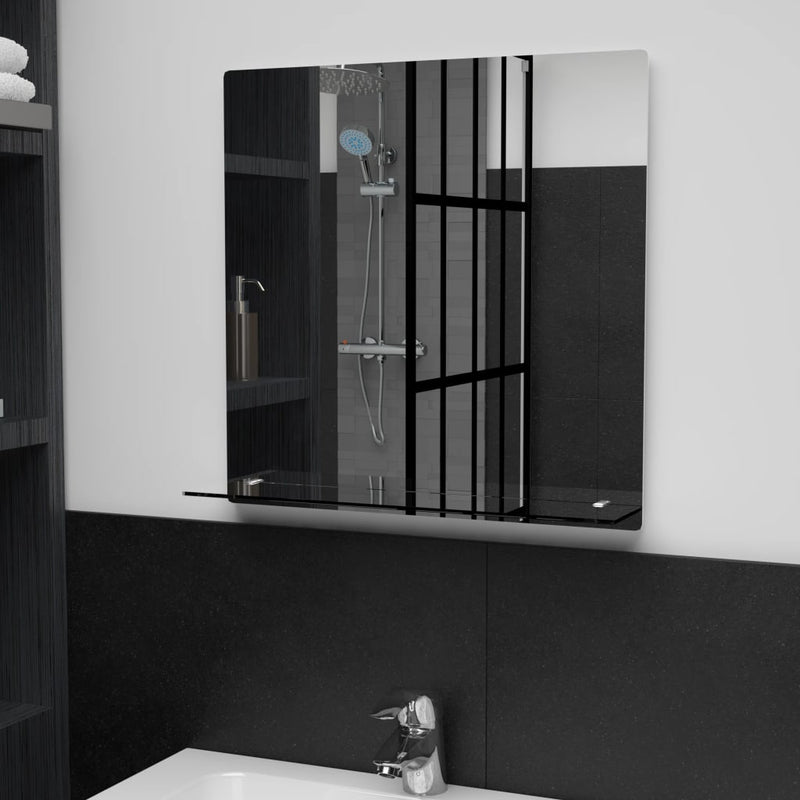 Vidaxl wandspiegel met schap 50x50 cm gehard glas