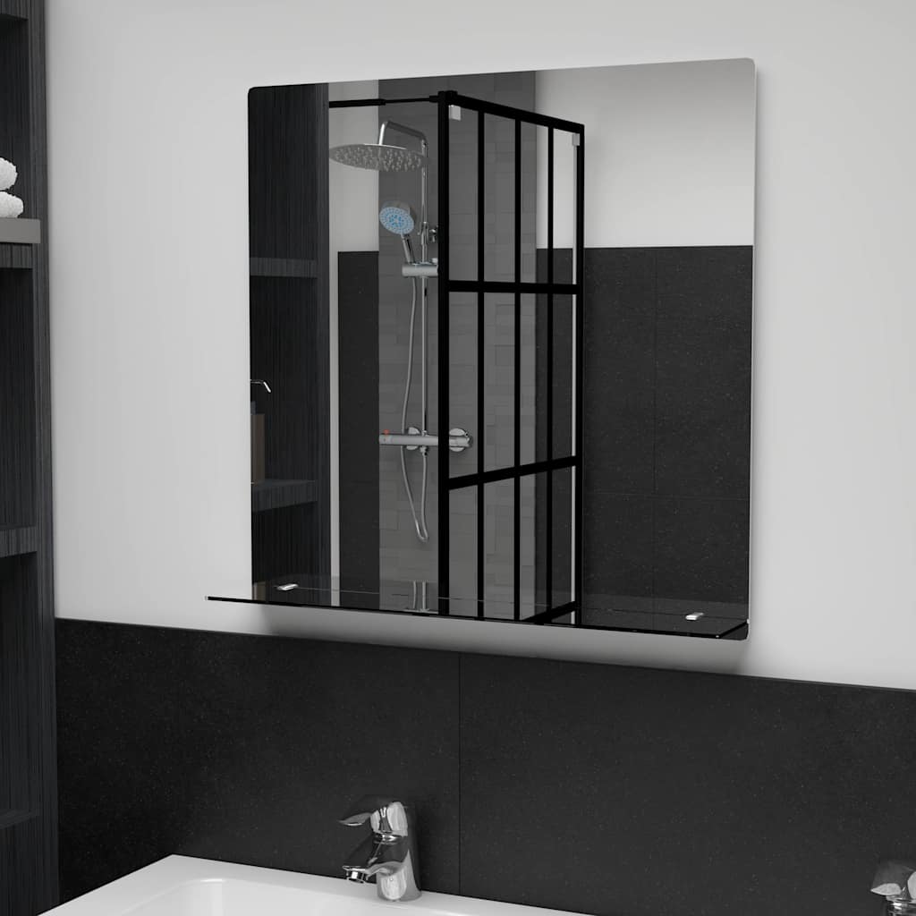 Vidaxl wandspiegel met schap 60x60 cm gehard glas